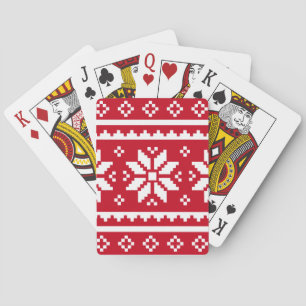 Grappige kerst speelkaart met noordse patroon pokerkaarten
