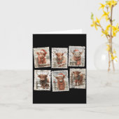 Grappige Kerst Stamp Hoogland Koe Liefhebber Prett Kaart (Gele Bloem)