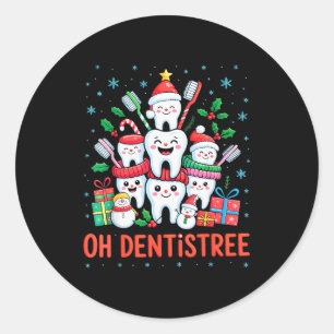 Grappige Kerst Tandarts Xmas Tandheelkundige Oh De Ronde Sticker