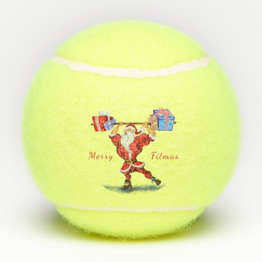 Grappige Kerst Tennisballen Fitness Kerstman (Achterkant)