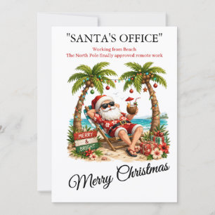 Grappige Kerst Tropisch Strand Remote Work Kerstma Feestdagenkaart