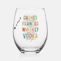 Grappige Kerst Tumbler Dasher Prancer Blitzen Wijnglas Zonder Voet