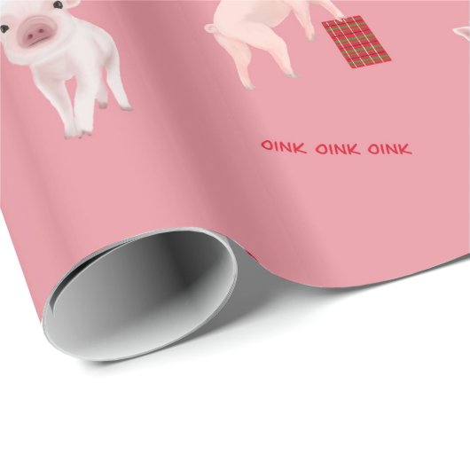 Grappige kerst varken cadeauverpakking cadeaupapier (Rol Hoek)