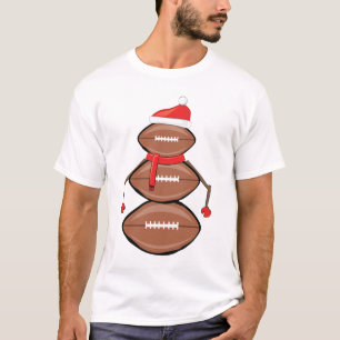 Grappige Kerst Voetbal Ballen Sneeuwman T-shirt