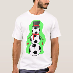 Grappige Kerst Voetbal Sneeuwman T-shirt