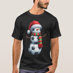 Grappige Kerst Voetbal Truien Sneeuwman T-shirt