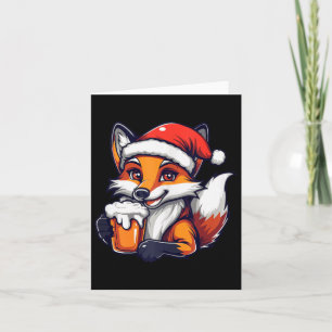 Grappige kerst vos met bier strip kaart