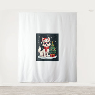 Grappige Kerst Zonnebril Hond met Kerstboom C Wandkleed