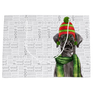 Grappige kerst zwart labrador hond groot cadeauzakje