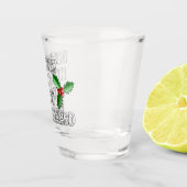 Grappige Kerstbessen Groene Bladeren Vakantie Shot Glas (Rechts)