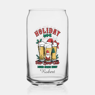 Grappige kerstbierliefhebber club naam toevoegen blikvorm glas