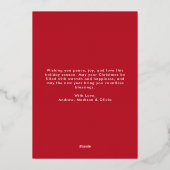 Grappige kerstboom buigt rood niet-foto folie feestdagenkaart (Achterkant)