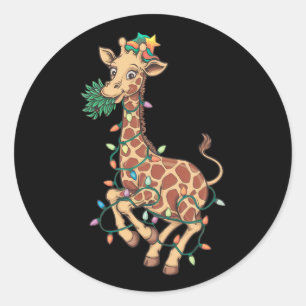 Grappige Kerstboom Giraffe Liefhebber Gift Liefde Ronde Sticker