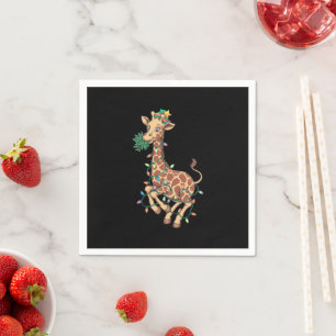 Grappige Kerstboom Giraffe Liefhebber Gift Liefde Servet