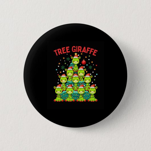 Grappige kerstboom Giraffe vakantie Giraffes Sant Ronde Button 5,7 Cm (Voorkant)