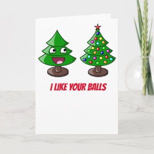 Grappige kerstboom - Ik hou van je ballen Feestdagen Kaart