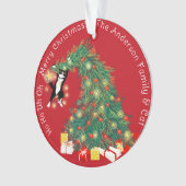 Grappige Kerstboom Kat Custom 2 Scène Ornament (voorkant)