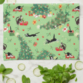 Grappige Kerstboom Kat Keuken Handdoek (Gevouwen)