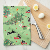 Grappige Kerstboom Kat Keuken Handdoek (Quarter Fold)
