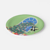 Grappige kerstboom kat papieren bordje (Gekanteld)