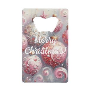 Grappige kerstboom Ornamenten Ballen Roze Kredietkaart Flessenopener