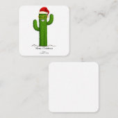 Grappige kerstcactus met kerstmuts en -bril notitiekaartje (Voorkant / Achterkant)