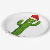 Grappige kerstcactus met kerstmuts en -bril papieren bordje (Gekanteld)