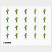 Grappige kerstcactus met kerstmuts en -bril vierkante sticker (Vel)