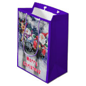 Grappige Kerstcadeautas met Blijde Vrienden Medium Cadeauzakje (Achterkant Gekanteld)