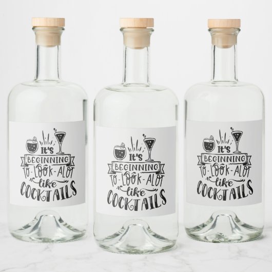 grappige kerstcocktails woordkunst likeurfles etiket (Flessen)