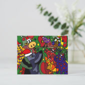 Grappige kerstdieren Abstracte kunst Origineel Feestdagenkaart (Staand voorkant)