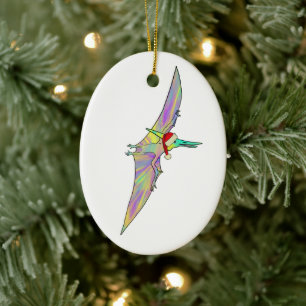 Grappige kerstdinosaur-kunst keramisch ornament