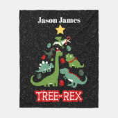 grappige kerstdinosaurus kinder feestdag fleece deken (Voorkant)
