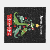 grappige kerstdinosaurus kinder feestdag fleece deken (Voorkant (Horizontaal))