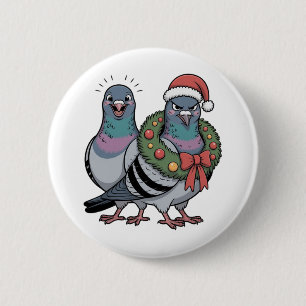 Grappige Kerstduiven Vakantie Vogels  Ronde Button 5,7 Cm