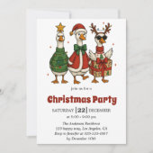 Grappige kerstfeest uitnodiging | Feestelijke eend (Voorkant)