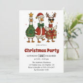 Grappige kerstfeest uitnodiging | Feestelijke eend (Staand voorkant)