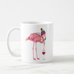 Grappige Kerstflamingo met Wijn Koffiemok