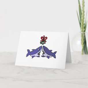 Grappige Kersthaai Mistletoe Liefde Feestdagen Kaart