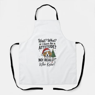 Grappige Kersthond Attitude Vintage Gravure Shi Schort