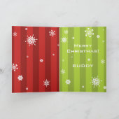 Grappige kersthond met rode kerstmuts monogram feestdagen kaart (Binnen)