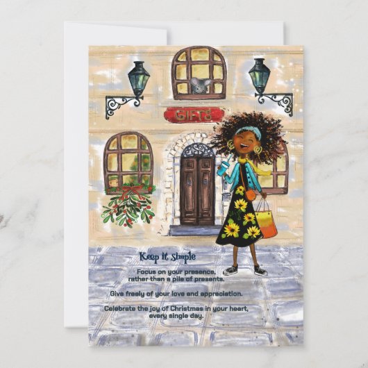 Grappige kerstinkopen kleine rekeningen groot gelu feestdagenkaart (Achterkant)