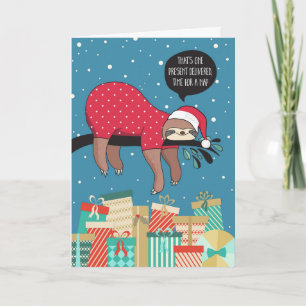 Grappige Kerstkaart - De Luiaard Kerstman Feestdagen Kaart