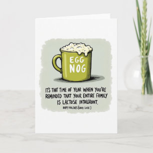 Grappige kerstkaart eggnog lactose intolerant kaart