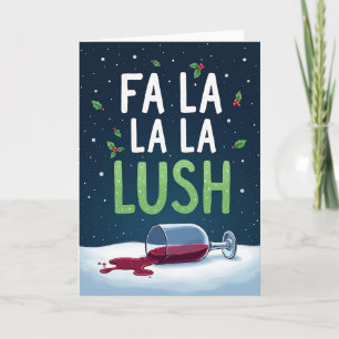 Grappige Kerstkaart Fa La La La Lush Wijn Drinker Kaart