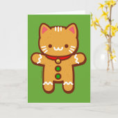 Grappige Kerstkaart - Gemberkoek Kat Kaart (Gele Bloem)