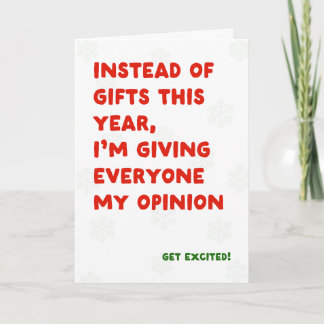 Grappige kerstkaart in plaats van cadeaus mijn men kaart