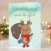 Grappige kerstkaart met een slaperige rendier feestdagen kaart