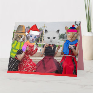 GRAPPIGE KERSTKAART MET KAT VOOR BESTE VRIEND KAART
