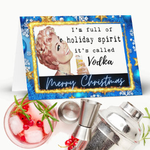 Grappige kerstkaart retro beste vriendin "Vodka" Kaart
